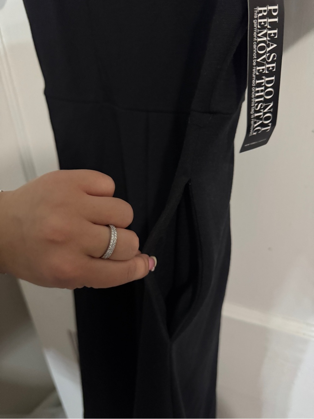 New York & Company Black Dress with White Trim and Tie Waist - Picture 4 of 4